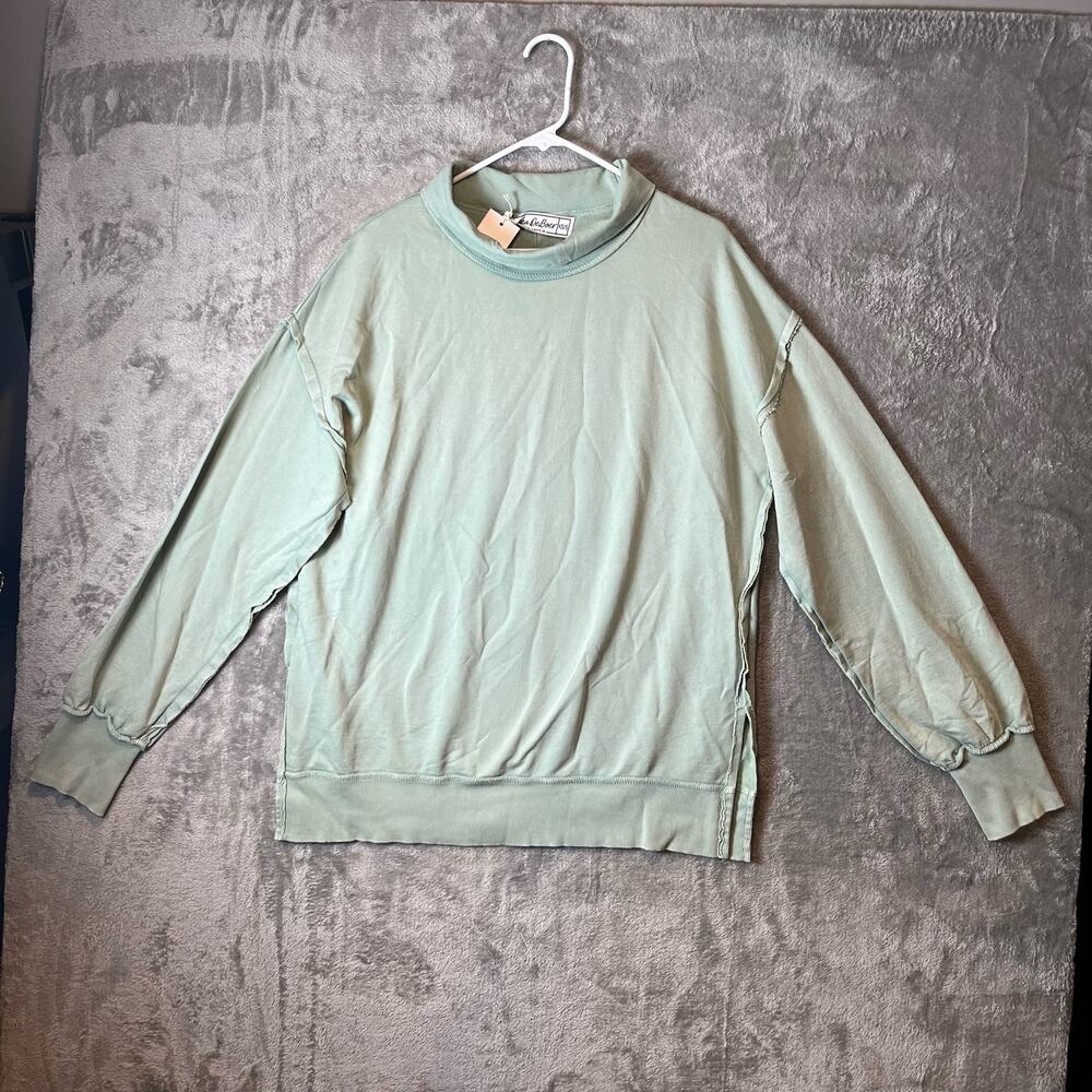 Chelsea DeBoer XS/S Frosty Green Oversized Mock Neck Dolman Sweatshirt New